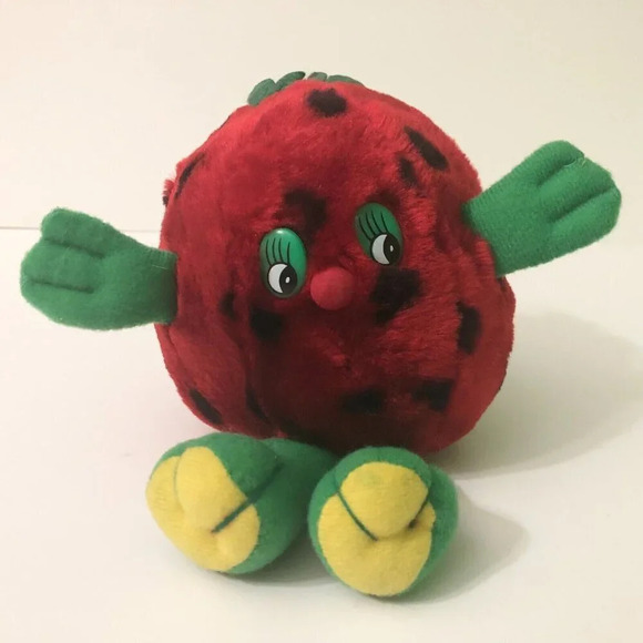 Vintage Fruit Plush Strawberry and Melon Anthropomorphic  Stuffed Toys Flaws - Picture 8 of 16